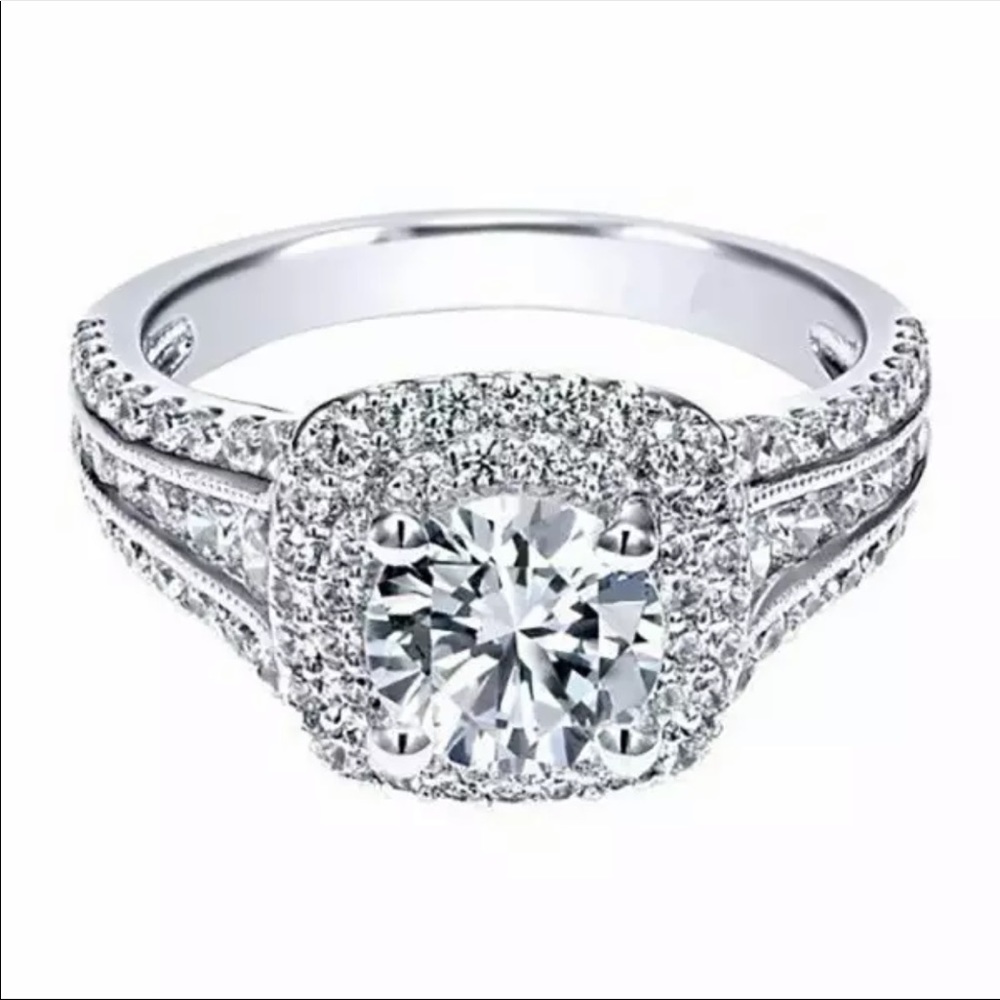 New Round Cut White Sapphire Sterling Silver Doubl - Picture 5 of 6